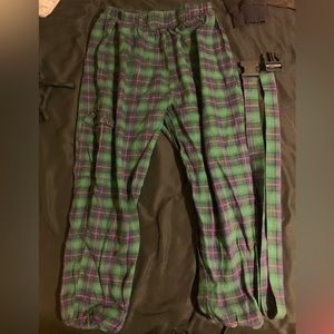 Green plaid pants small w/belt